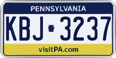 PA license plate KBJ3237