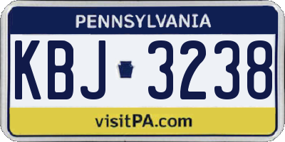 PA license plate KBJ3238
