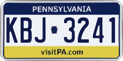 PA license plate KBJ3241