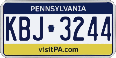PA license plate KBJ3244