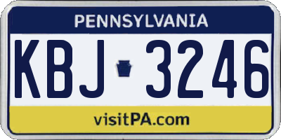 PA license plate KBJ3246