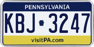 PA license plate KBJ3247