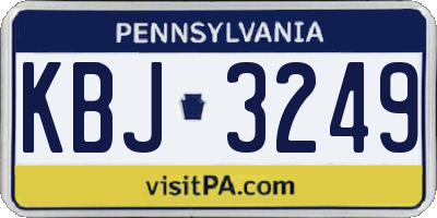 PA license plate KBJ3249