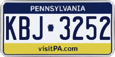 PA license plate KBJ3252