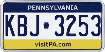 PA license plate KBJ3253