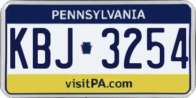 PA license plate KBJ3254
