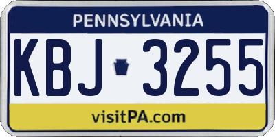 PA license plate KBJ3255