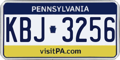 PA license plate KBJ3256