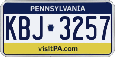 PA license plate KBJ3257
