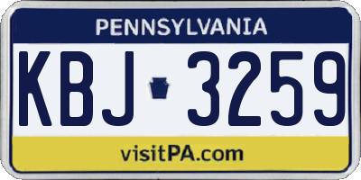 PA license plate KBJ3259