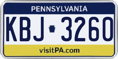 PA license plate KBJ3260