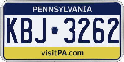 PA license plate KBJ3262