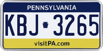 PA license plate KBJ3265