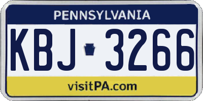 PA license plate KBJ3266