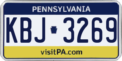 PA license plate KBJ3269