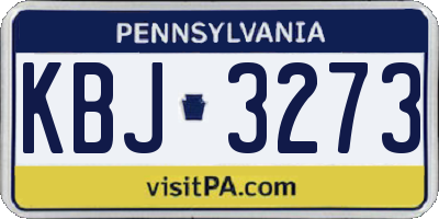 PA license plate KBJ3273