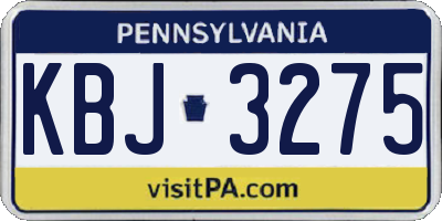 PA license plate KBJ3275