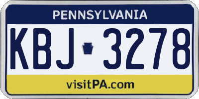 PA license plate KBJ3278
