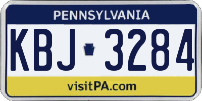 PA license plate KBJ3284