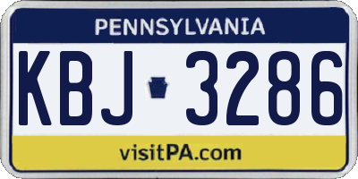 PA license plate KBJ3286