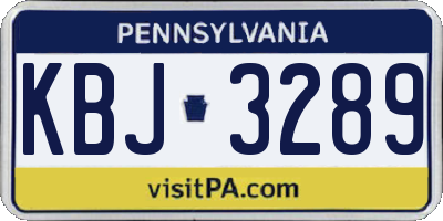 PA license plate KBJ3289