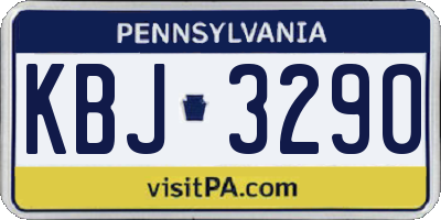 PA license plate KBJ3290