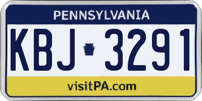 PA license plate KBJ3291
