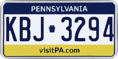 PA license plate KBJ3294