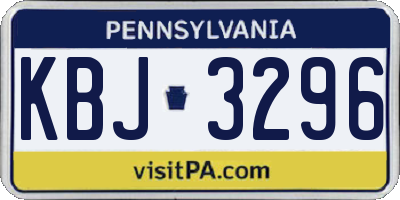 PA license plate KBJ3296