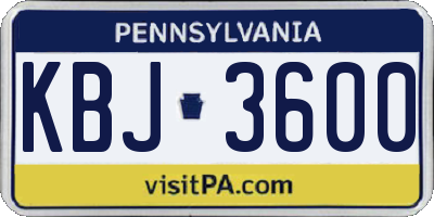 PA license plate KBJ3600