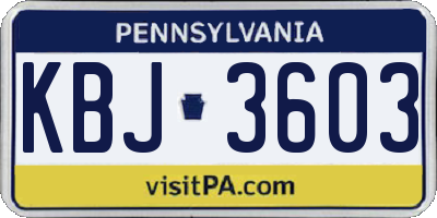 PA license plate KBJ3603