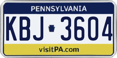 PA license plate KBJ3604