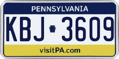 PA license plate KBJ3609