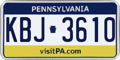 PA license plate KBJ3610
