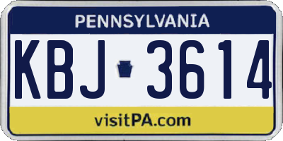 PA license plate KBJ3614