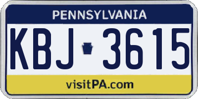PA license plate KBJ3615