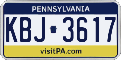 PA license plate KBJ3617