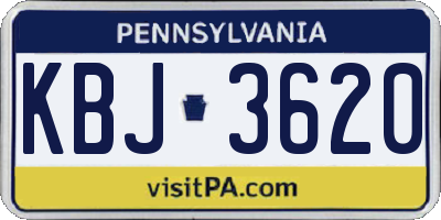 PA license plate KBJ3620