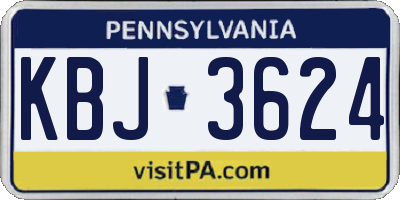 PA license plate KBJ3624