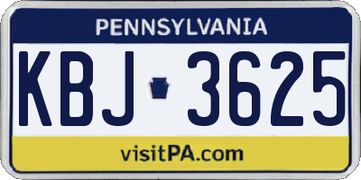 PA license plate KBJ3625