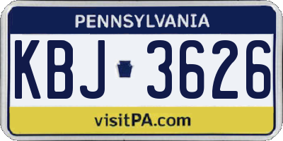 PA license plate KBJ3626