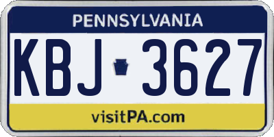 PA license plate KBJ3627