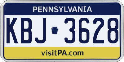 PA license plate KBJ3628