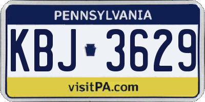 PA license plate KBJ3629