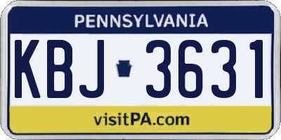 PA license plate KBJ3631