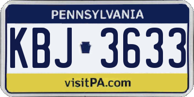 PA license plate KBJ3633