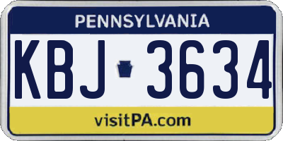 PA license plate KBJ3634