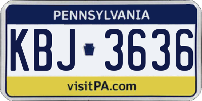 PA license plate KBJ3636