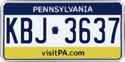 PA license plate KBJ3637