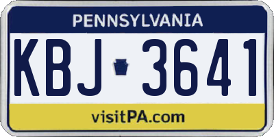 PA license plate KBJ3641